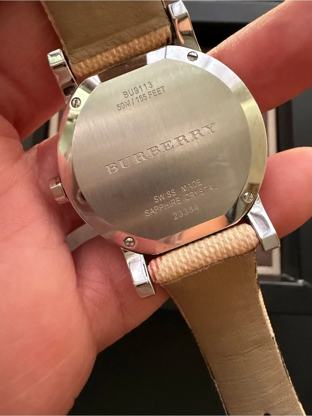 Unused Burberry Beige Plaid Women's Watch with Stainless Silver Case
